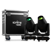 Set IGNITE400 Beamz-pro - Pack de 2 Lyres LED 400W BSW 3en1 CMY Flight Case