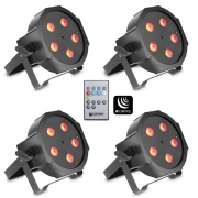 Pack de 4 projecteurs led Cameo flat par can tri 3X5W IR avec télécommande infrarouge