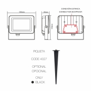 Projecteur Led étanche noir Beneito et faure SKY 20W blanc chaud 3000K 2300 lumens