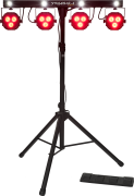 STAGEBAR-II Algam Lighting – Set de projecteurs led PAR + Derby + Strobe + laser avec stand et housse