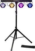 STAGEBAR-II Algam Lighting – Set de projecteurs led PAR + Derby + Strobe + laser avec stand et housse