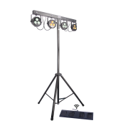 Pack de 4 projecteurs leds power lighting sur pied avec pédalier télécommande sans fil et housse