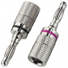 Paire de fiches Bananes acier pour haut parleurs 4mm