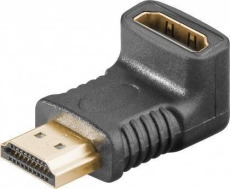 Adaptateur HDMI Mâle femelle d'angle droit doré vertical bas