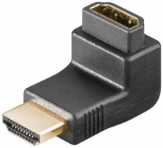Adaptateur HDMI Mâle femelle d'angle droit doré vertical haut