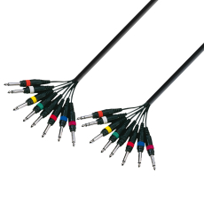 Adam Hall Cables K3 L8 PP 0500 - Câble Multipaire 8 x Jack 6,35 mm mono vers 8 x Jack 6,35 mm mono 5m