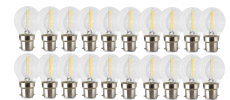 Lot de 20 ampoules led B22 spériques claires blanc chaud 1W à globe plastique