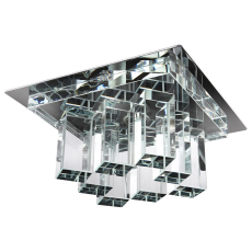 Plafonnier chrome transparent et vasque en verre