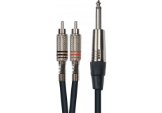 K02-3 Yellow câble - Cable audio jack 6.35 mono vers 2 RCA - longueur 3m