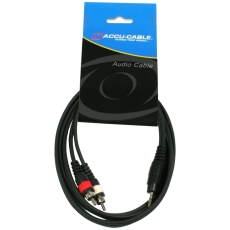 cordon adaptateur 2 RCA Cinch Males vers 1 minijack 3.5mm male stéréo 1,5m pro