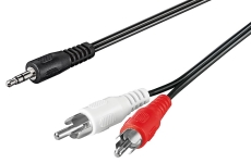 cordon adaptateur 2 RCA Cinch Males vers 1 minijack 3.5mm male stéréo 10m