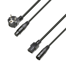 Câble alimentation et Audio XLR femelle et fiche shuko vers XLR mâle et IEC femelle 3x1.5mm²  20m