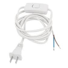 Cordon d'alimentation avec prise US et inter unipolaire blanc 2,5m