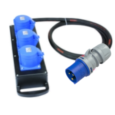 Coffret monophasé 32A équipé de 3 socles P17 32A mono