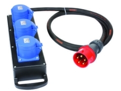 Coffret tétra 32A équipé de 3 socles P17 32A mono