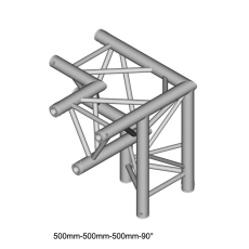Structure Triangle alu duratruss DT-33 angle 3 départs de 90° gauche avec manchon