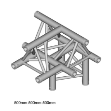 structure Triangle alu duratruss 290mm DT-33 angle 3 départs de 90° en T avec manchons