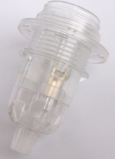 Douille E14 transparente clipsable sortie fil libre mi filetée avec bague