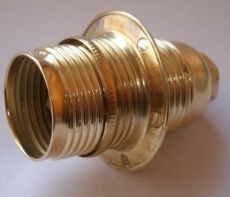 Douille métal laitonné E14 filetée avec 1 bague