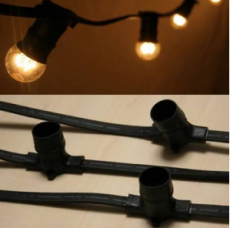 Guirlande B22 100m 100 Douilles sans Lampes Câble Noir 230V
