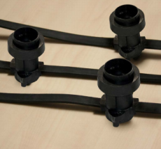 Guirlande B22 50m 140 Douilles sans Lampe Câble Noir 230V