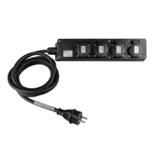 MULTISOCKET4PRO-F-5M Hilec - Multiprise professionnelle à 4 prises avec prises françaises sur câble H07RN-F 3G2,5 5m