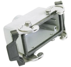 Embase 16 poles avec griffes harting bas profil avec sortie serre câble PG21