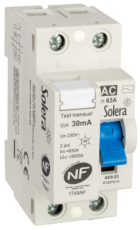 Interrupteur Différentiel 2P 63A 30mA 2 modules 6kA Type AC