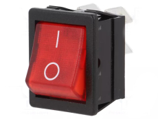 Interrupteur à bascule bipolaire 16A Rouge avec temoin lumineux