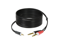 MJSJM1M Klotz Câble audio mini-jack 3,5 mm stéréo vers 2 jacks mono – 1 m – Noir