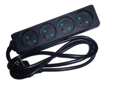 Multiprise noire 4 prises 16A 3x1.5mm2 1,5m rallonge