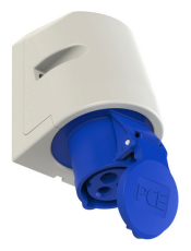 Socle P17 femelle 16A PCE Monophase 3 points 240V IP44 bleue standard à vis