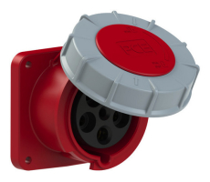 embase P17 femelle 63A  tétrapolaire 5 broches IP66/67  rouge