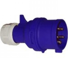 Prise P17 male 16A Tetrapolaire 230V 5 points IP44 Bleu Tetra 230v