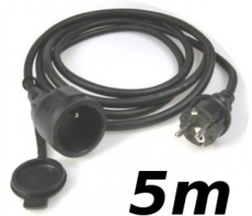 Rallonge 5m cordon prolongateur HO7RN-F 3 X 1.5mm² noir IP44
