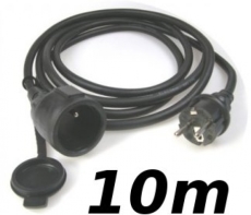 Rallonge 10m cordon prolongateur caoutchouc souple 3 X 2.5mm² noir IP44