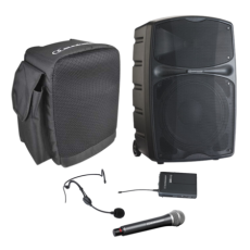 Pack Racer 250 F5 Audiophony Enceinte autonome Bluetooth 12 pouces 250W RMS + Housse + Micro Serre tête + Micro main