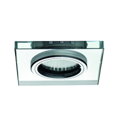 Plafonnier encastrable fixe verre transparent carré avec leds bleues lattérales