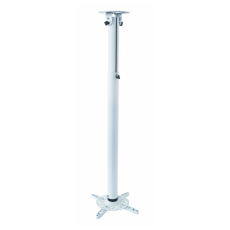 Support plafond pour vidéoprojecteur, Orientable et inclinable, Hauteur réglable 70-117 cm, Coloris blanc.
