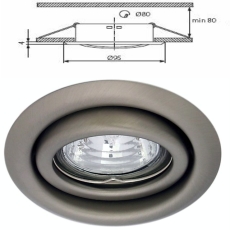Plafonnier Chrome mat encastré spot orientable pour dichroique halogène  ou led 50mm