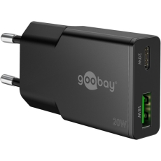 20 W USB-C PD Goobay - Chargeur double USB-A et USB-c 20W noir
