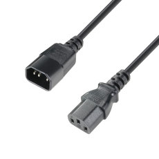 prolongateur secteur noir IEC male vers femelle 3G1.5mm² 2m