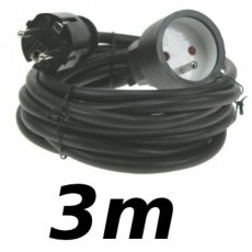 Rallonge 3m cordon prolongateur H5VV 3 X 1.5mm² noir éco