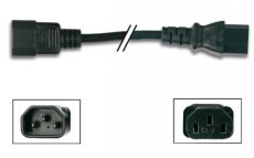 prolongateur secteur noir IEC male vers femelle 3G0.75mm² 2m