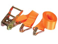 SANGLE D'ARRIMAGE AVEC TENDEUR À CLIQUET + CROCHETS - MAX. 1000kg - 4.5m x 50mm