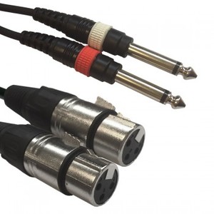 cable 2 XLR Femelle vers 2 JACK 6.35 mâle mono 1m50 noir