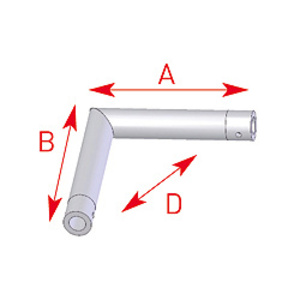 Structure Tube ASD - 57EX5022 / Angle 2 départs horizontal 90° - longueur 0,25 x 0,25 m