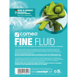 Cameo FINE FLUID 5L - Liquide pour machines à fumée à effet de brouillard de densité très fine et très longue tenue 5 l