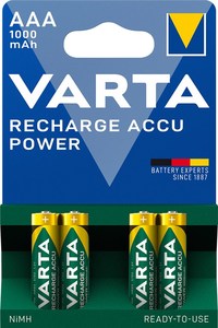 Lot de 4 piles rechargeable Varta LR3 AAA 1000 mAh