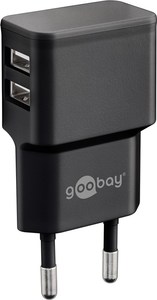 Double chargeur USB noir 2.4A